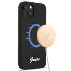 Guess GUHMP13MLSLMGBK iPhone 13 6,1" črna trda torbica Silikonski napis Gold Logo Magsafe