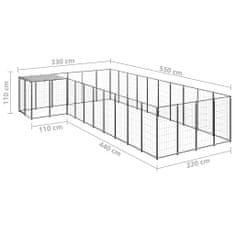 Vidaxl Pasji boks črn 13,31 m2 jeklo