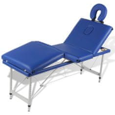 Vidaxl Modra zložljiva masažna miza s 4 območji in aluminjastim okvirjem