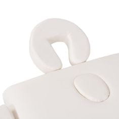 Vidaxl Komplet 3-conske zložljive masažne mize in stolčka bele barve
