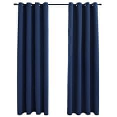 Vidaxl Zatemnitvene zavese s kovinskimi obroči 2 kosa modre 140x245 cm