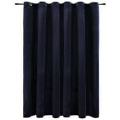 Vidaxl Zatemnitvena zavesa z obročki žametna črna 290x245 cm