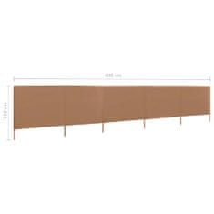 Vidaxl 5-panelni vetrobran tkanina 600x80 cm taupe