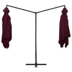 Vidaxl Dvojni senčnik z jeklenim drogom 250x250 cm bordo rdeč