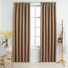 Vidaxl Zatemnitvene zavese z obešali 2 kosa taupe 140x175 cm