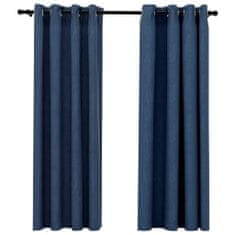 Vidaxl Zatemnitvene zavese z obročki 2 kosa modre 140x175 cm
