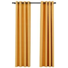 Vidaxl Zatemnitvene zavese z obročki 2 kosa rumene 140x225 cm