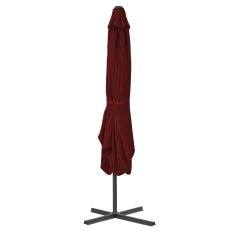 Vidaxl Zunanji senčnik z jeklenim drogom bordo rdeč 250x250x230 cm