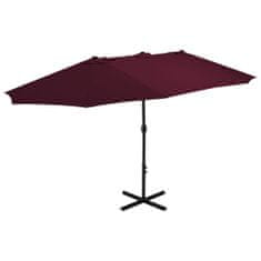 Vidaxl Zunanji senčnik z aluminijastim drogom 460x270 cm bordo rdeč