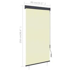 Vidaxl Zunanje rolo senčilo 80x250 cm krem