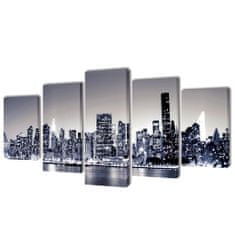 Vidaxl Set platen s printom črnobel New York ponoči 200 x 100 cm