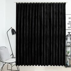Greatstore Zatemnitvena zavesa z obešali žametna črna 290x245 cm