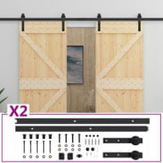 Vidaxl Drsna vrata s kompletom vodil 90x210 cm trdna borovina