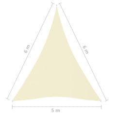 Vidaxl Senčno jadro oksford blago trikotno 5x6x6 m krem