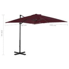 Vidaxl Vrtni senčnik z aluminijastim drogom bordo rdeč 250x250 cm