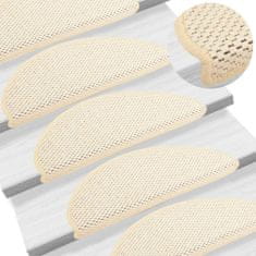 Vidaxl Samolepilne preproge za stopnice sisal 15 kosov 65x25 cm krem