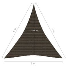 Vidaxl Senčno jadro 160 g/m2 rjavo 5x6x6 m HDPE