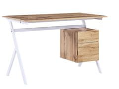 Beliani Pisalna miza s predalom 120 x 60 cm svetel les / bela ASHLAND