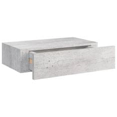 Vidaxl Stenska polica s predalom 2 kosa betonsko siva 40x23,5x10cm MDF