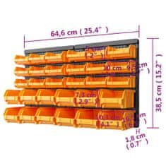 Vidaxl 32-delni komplet zabojčkov za shranjevanje s stenskim panelom