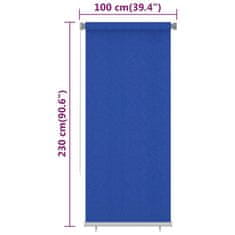 Vidaxl Zunanje rolo senčilo 100x230 cm modro HDPE