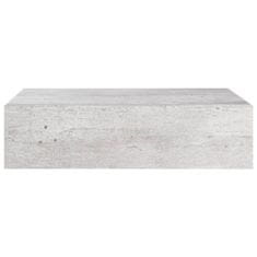 Vidaxl Stenska polica s predalom betonsko siva 40x23,5x10 cm mediapan