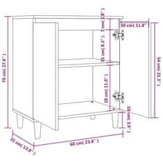 Vidaxl Komoda rjavi hrast 60x35x70 cm konstruiran les