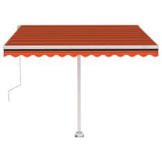 Vidaxl Avtomatska tenda LED + senzor 350x250 cm oranžna/rjava