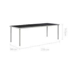 Greatstore Vrtna miza črna 220x90x74,5 cm jeklo