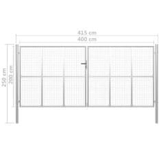 Vidaxl Vrtna vrata pocinkano jeklo 415x250 cm srebrna