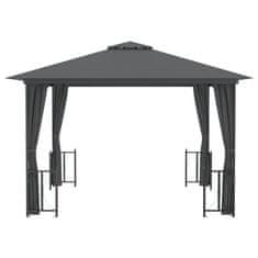 Vidaxl Gazebo z zavesami in dvodelno streho, 3x3 m, antracit