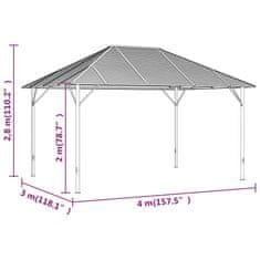 Vidaxl Gazebo z nadstreškom in zavesami, 4x3 m, antracit