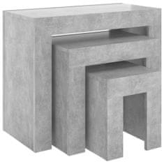 Vidaxl Komplet klubskih mizic 3 kosi betonsko siva iverna plošča