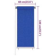 Vidaxl Zunanje rolo senčilo 60x140 cm modro HDPE