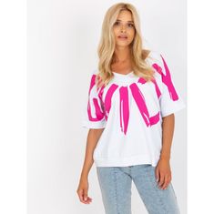 FANCY Ženska bluza s potiskom in izrezom KEI belo-roza FA-BZ-7920.90_388522 Univerzalni