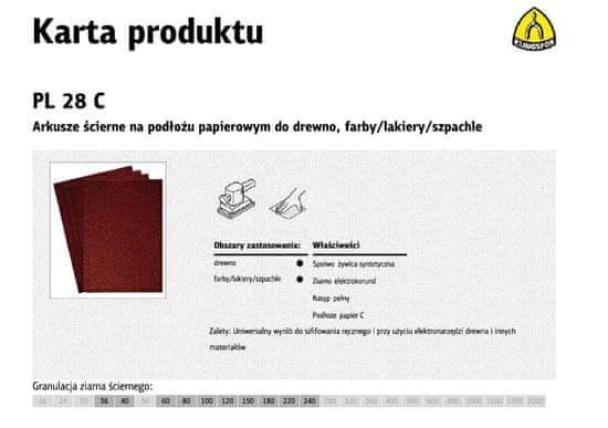 KLINGSPOR Abrazivni listi na papirnati podlagi 230Mm X 280Mm Pl28C Gr. 40 /50St.