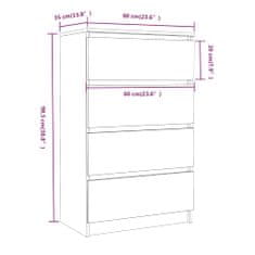 Vidaxl Komoda rjavi hrast 60x35x98,5 cm konstruiran les