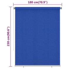 Vidaxl Zunanje rolo senčilo 180x230 cm modro HDPE