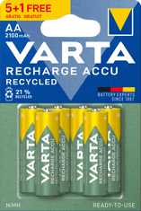 Varta Recycled 5+1 AA 2100 mAh R2U polnilna baterija 56816101476, 6 kosov