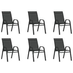 Greatstore Vrtni stoli 6 kosov črn tekstil