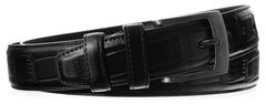 Inny Unisex črn usnjen pas z vzorcem, ki imitira krokodiljo kožo 105