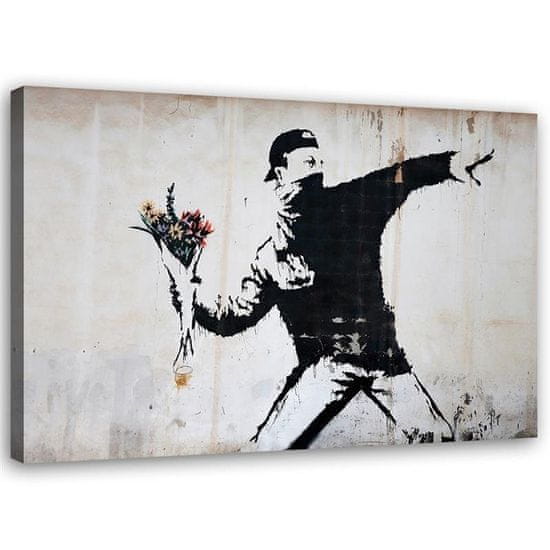shumee Slika na platnu, Banksy Huligan, ki meče šopek rož - 100x70