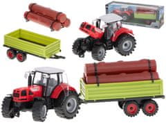 Ikonka Traktor kmetijsko vozilo s prikolico + leseni piloti