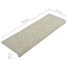 Vidaxl Samolepilne preproge za stopnice sisal 15 kosov 65x25 cm sive