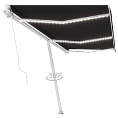 Vidaxl Ročno zložljiva tenda z LED lučkami 600x300 cm antracitna