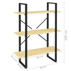 Vidaxl Knjižna omara 3-nadstropna 80x30x105 cm trdna borovina