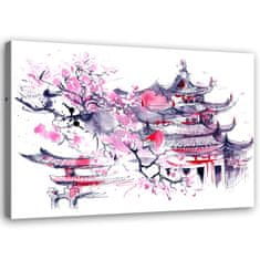 shumee Slika na platnu, japonska pagoda akvarel - 100x70