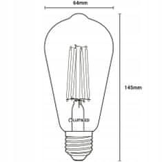 LUMILED 6x LED žarnica E27 ST64 6W = 50W 660lm 2200K Toplo bela 360° Filament Edison