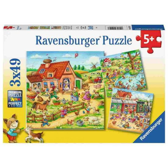 Ravensburger sestavljanka Počitnice na deželi, 3 x 49 delčkov