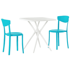 Beliani Vrtni bistro set bela / modra SERSALE / VIESTE